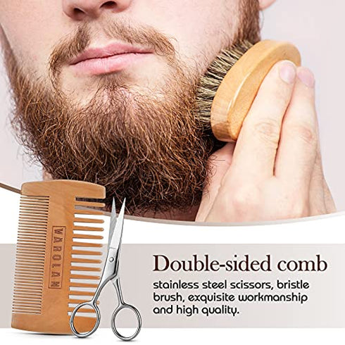 Men's Gift Kit, Beard Grooming Kit for Men, Beard Growth Oil, Beard Balm, Beard Brush, Comb, Scissor, Storage Bag, E-Book, Beard Care & Trimming Set - Mustache Gifts for Him Dad Boyfriend Birthday