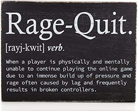 Bella Rosa Home Gamer Room Decor - Gaming Accessories for Game Room - Rage Quit Gifts Video Wall Art - Teen Boy Gifts for Boyfriend