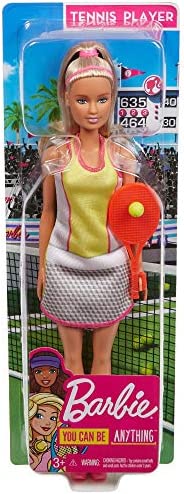 Barbie Blonde Tennis Player Doll with Tennis Outfit, Racket and Ball