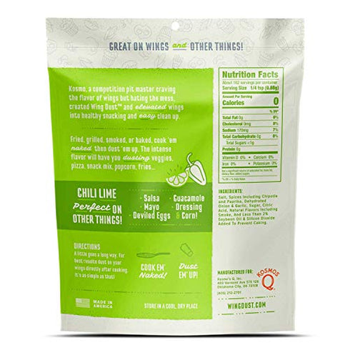 Kosmos Q Chili Lime Wing Dust - 5 Oz Bag for Wings, Popcorn, Fish & More - Dry BBQ Wings Rub with Spicy & Zesty Flavor (Chili Lime)
