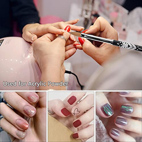 BQAN 3D Kolinsky Nail Art Brush 1Pc #6, Professional nail brushes for acrylic application, Natural Wooden Handle with Rhinestone Design