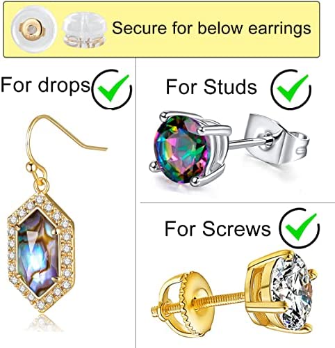 14K Real Solid Gold Earring Backs Hypoallergenic Soft Clear Silicone Earrings Backings Ear Piercing Replacements Secure Safety for Studs Drop Comfortable