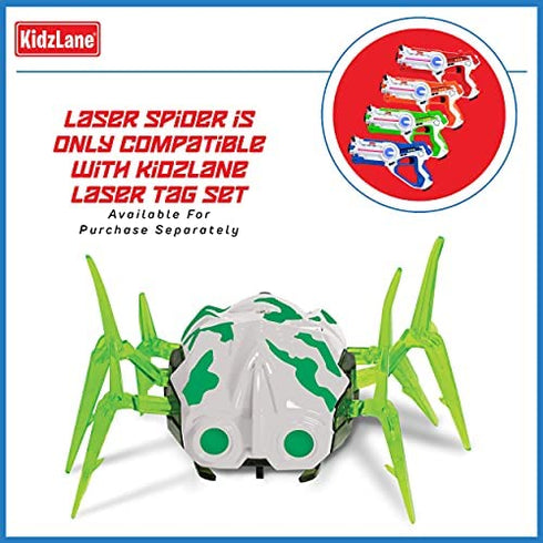 Kidzlane Laser Spider Target – Robot Bug Crawls Around and Flips Over When Hit! – Fun Addition to Laser Tag Sets – for Ages 8 Plus | Laser Tag Bug for Kids | Fun Spider Tag Games