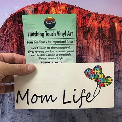 Mom Life Decal, Autism Puzzle Sticker, Vinyl Heart Car/Laptop Sticker
