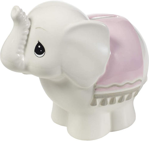 Precious Moments Baby Ceramic Figurine Elephant Money Bank, One Size, Pink