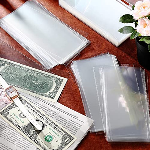 151 Pieces Currency Sleeves Bill Holder with Storage Case Plastic Paper Money Holders for Collectors Money Sleeves Protector