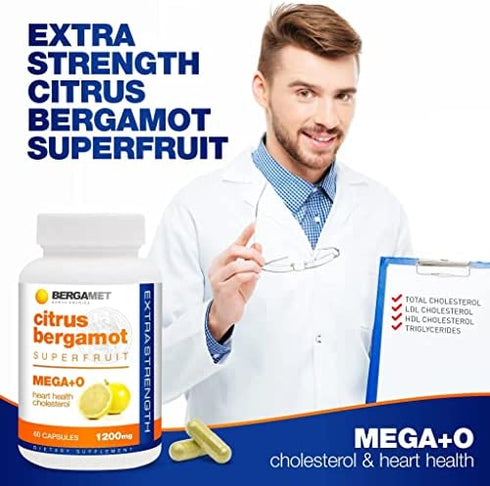 Citrus Bergamot - 1200mg, 80% Polyphenols - Citrus Bergamot Supplement for Healthy Cholesterol - Supports Heart & Cardiovascular Health - Cholesterol Supplements - Bergamot Capsules - USA - 120 Caps