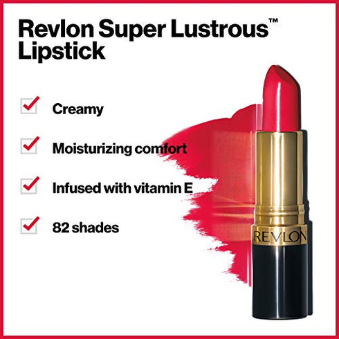 Revlon Super Lustrous Lipstick, High Impact Lipcolor with Moisturizing Creamy Formula, Infused with Vitamin E and Avocado Oil in Pink, Primrose (668)