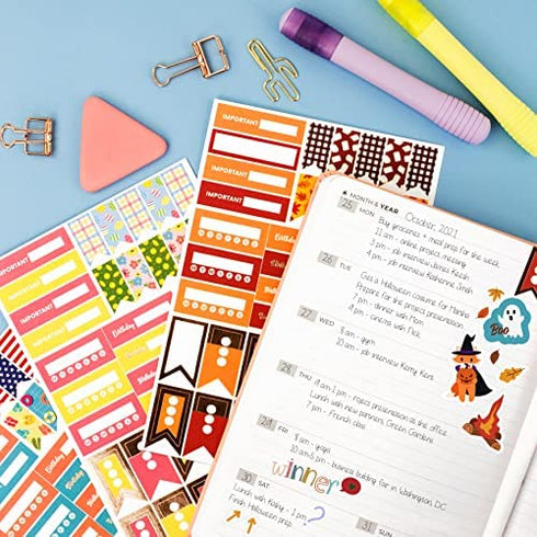 Clever Fox Seasonal Planner Stickers – 600+ Month, Holiday & Seasons Stickers for Your Planner, Monthly Journal & Calendar – 18 Sheets, Set of Stickers & Washi Tape by Clever Fox (Seasonal Pack)