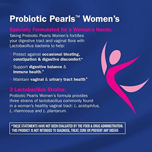 Nature’s Way Probiotic Pearls Women’s Probiotic Supplement, Vaginal & Digestive Health*, 1 Billion Cultures, No Refrigeration Required, 30 Softgels