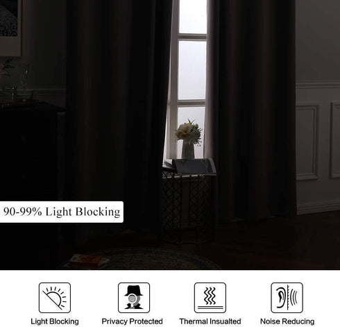 MIULEE Blackout Curtains Room Darkening Thermal Insulated Drapes Solid Window Treatment Set Grommet Top Light Blocking Curtain for Living Room / Bedroom 2 Panels 52 x 63 inch Grey