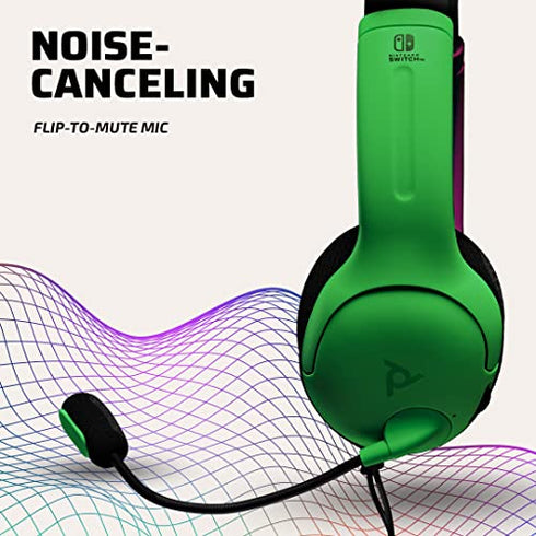 PDP Gaming LVL40 Stereo Headset with Mic for Nintendo Switch - PC, iPad, Mac, Laptop Compatible - Noise Cancelling Microphone, Lightweight, Soft Comfort On Ear Headphones - Splatoon 2 Pink & Green