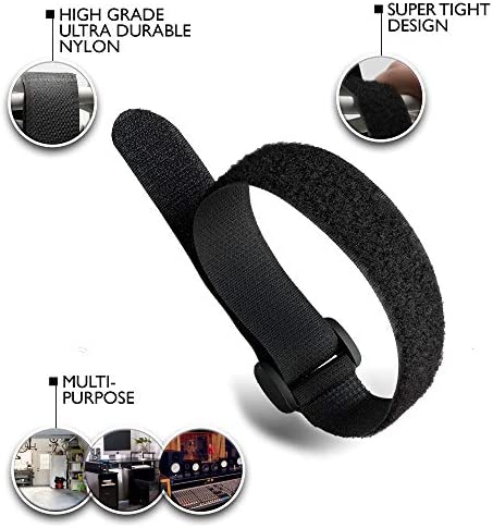 Reusable Cinch Straps 1”x 12”- Premium Multipurpose Quality Hook and Loop Safety Straps (15 Pack) (12 inch)