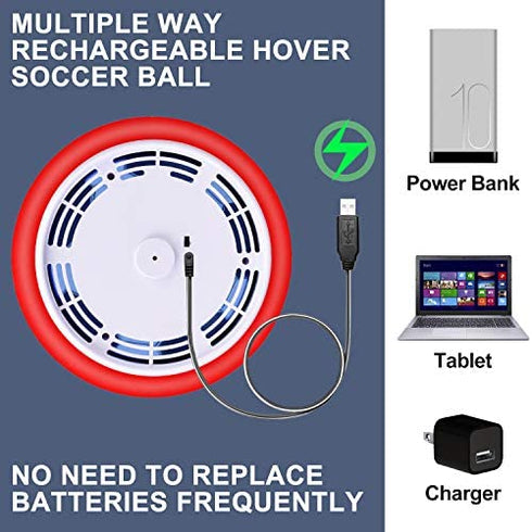 Camlinbo Kids Soccer Toys, Rechargeable Hover Soccer Ball Air Floating Soccer Valentines Gifts for Boy Girl Age 3-12 LED Light Up Toy Foam Bumper Valentines Day Indoor Outdoor Game Kid Toddler (Red)