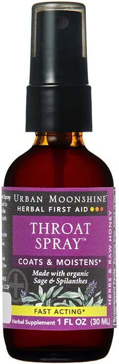 Urban Moonshine Throat Spray | Organic Herbal First Aid Supplement with Sage & Spilanthes | Fast-Acting | Coats & Moistens | 1 FL OZ (Pack of 1)