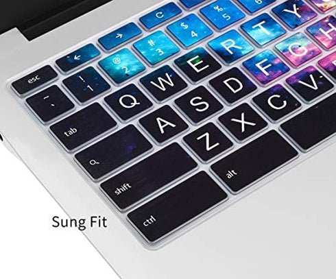 CaseBuy Keyboard Cover for ASUS Chromebook Flip C433 C434TA 2-in-1 Laptop, ASUS C302CA/C423NA/C425TA/C433TA-AS384T/C434TA-DH342T DSM4T DS384T C523NA 14" Chromebook, Letters in Upper Case, Galaxy Black
