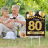Large Happy 80th Birthday Party Yard Sign Black Gold 80 Birthday Yard Signs with Stakes and Outdoor Lawn Decorations