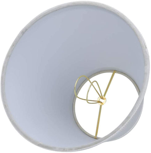 ALUCSET Double White Small Lamp Shade Clip On Bulb Set of 2 for Candelabra Bulbs, Barrel Fabric Lampshade for Table Chandelier Wall Lamp 4x7x6 Inch, 2Pcs Pack (White)