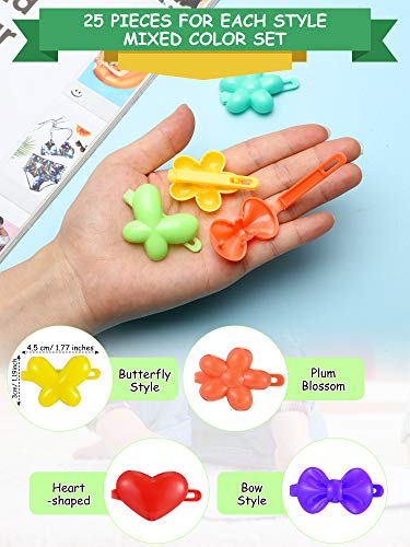 100 Pieces Girls Hair Barrettes Self Hinge Plastic Toddler Kids Baby Hair Barrettes Clips Multi Cute Selection Cartoon Design Hair Pin accessories for Girl (Butterfly, Plum Blossom, Bow, Heart-shaped)