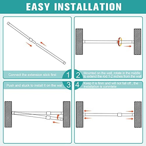 2PCS Spring Tension Curtain Rods 28-43 Inches Adjustable, Small Short Expandable Spring Loaded Curtain Tension Rods, For Window, Bathroom, Cupboard,Kitchen(no drilling,no screws,white)