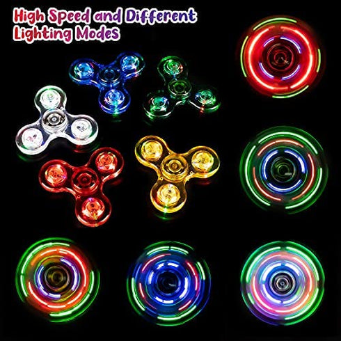 FIGROL Fidget Spinner, Light Up Party Favor Finger Spinner, LED Rainbow Crystal Finger Toy, Hand Fidget Spinner Toy for Relief Stress Reducer for Kids-Pink