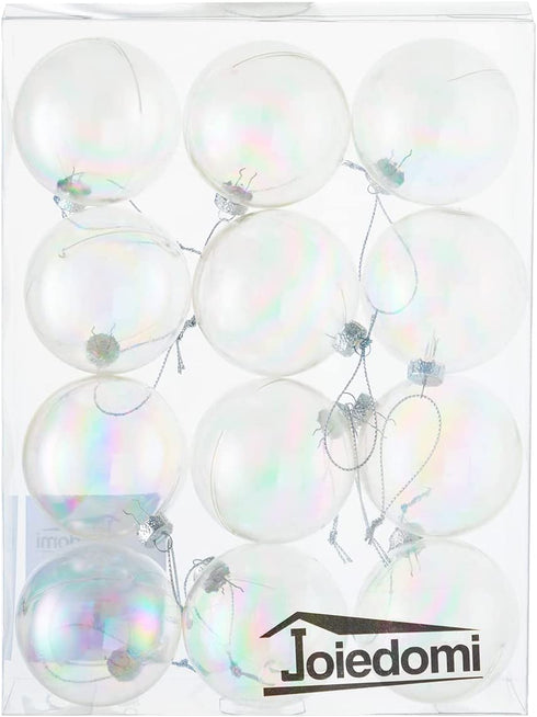 Joiedomi 12 Pcs 80mm/ 3.15'' Christmas Ball Ornaments Set with Chrome Effect, Shatterproof Christmas Ball Ornaments Clear Plastic Ornaments for Christmas Holiday, Party Decorations, Tree Ornaments