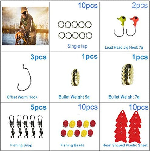 XYZsundy 90PCS Fishing Lures Kit Set Including Fishing Stuff Tackle Box Accessories Hooks, Worms, jigs, Fishing Bait for bass, Crappie ,Trout,Fishing Gifts for Men.