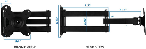Mount-It! TV Wall Mount Monitor Bracket with Full Motion Articulating Tilt Arm, 15" Extension Arm Fits 17 19 20 22 23 24 26 27 28 29 30 32 35 37 39 42 47 LCD LED Displays up to VESA 200x200