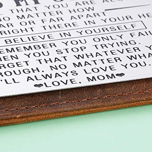 Graduation Birthday Gifts for Son Kid from Mon Dad Wallet Insert Card for Teen Boys Inspirational Coming-of-age Valentines Gift for Stepson Son in Law Christmas Anniversary for Men Him Adult Military