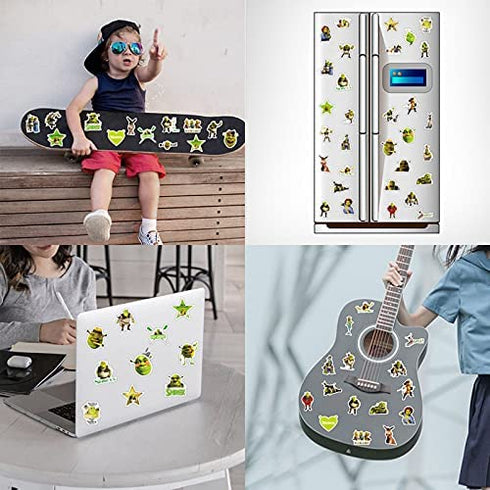 Cute Cartoon Shrek Stickers for Kids Water Bottle, 50pcs Waterproof Vinyl Decal for Teen Girl Laptop Skateboard, Phone, Travel Case, Computer, Guitar, Bike, Notebook (Shrek)