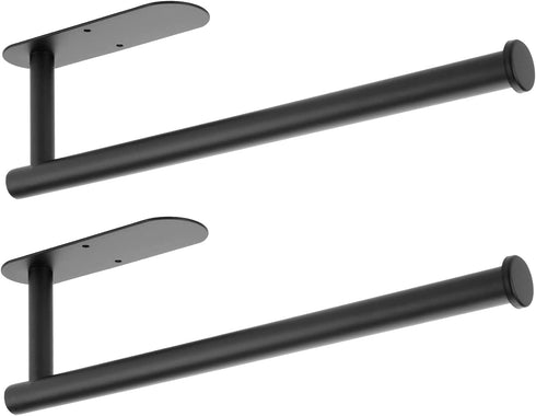 DEKAVA Paper Towel Holder Under Cabinet Wall Mount for Kitchen Paper Towel, Self-Adhesive Paper Towel Bar, Paper Towel Rack, SUS304 Stainless Steel 13 inch (2, Black)