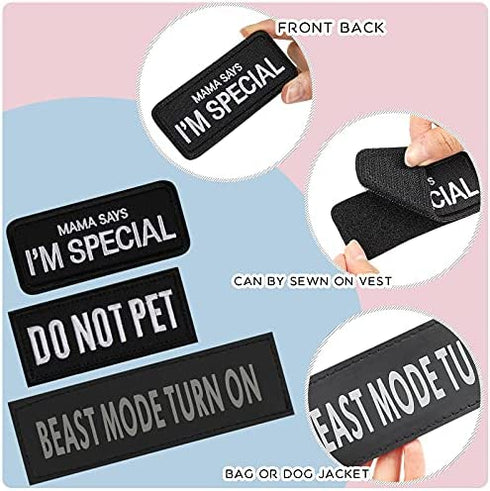 14 PCS Service Dog Patches Reflective Service Dog Vest Patches with Velcro Tactical Hook Loop Harness Patch Set for in Training Dog,Large Dog