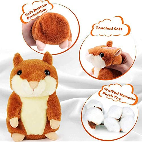 KIZZYEA Talking Hamster - Repeats What You Say Talking Hamsters - Interactive Stuffed Plush Animal Talking Toy, Early Educational Toy, Fun Gift for Boys & Girls