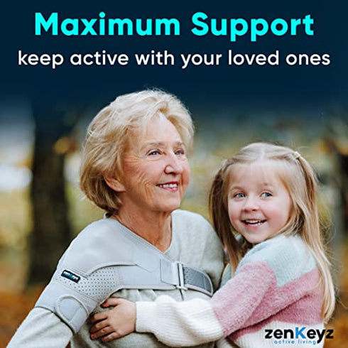 ZENKEYZ Copper Compression Recovery Shoulder Brace For Men & Women, Shoulder Immobilizer for Torn Rotator Cuff, Tendonitis, Dislocation, Pain, Shoulder Sleeve Support (Black, Small/Medium)