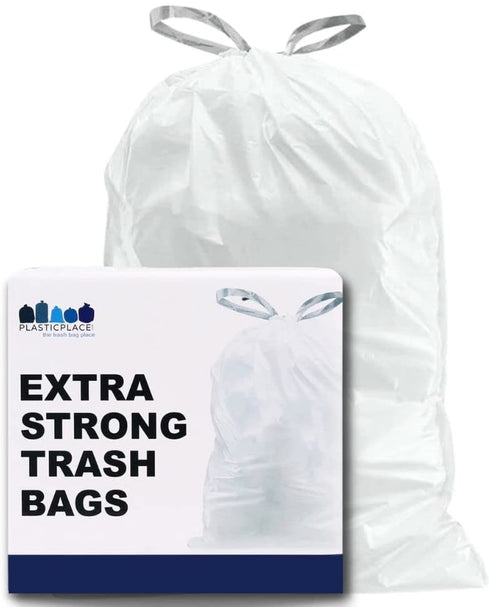 Plasticplace W8DSWHJR100 8 Gallon Trash Bags ”‚ 0.7 Mil ”‚ White Drawstring Garbage Can Liners ”‚ 22" x 22" (100 Count)