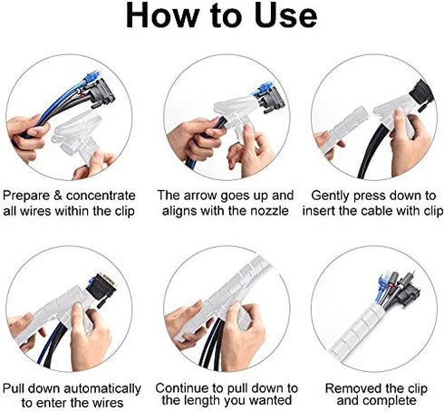 TITACUTE Cable Tube Organizer, Coiled Tube Sleeve Cable Wrap Spiral Wire Sleeves Cable Management with Cord Cover Clips for TV PC Computer Home Entertainment Wall White