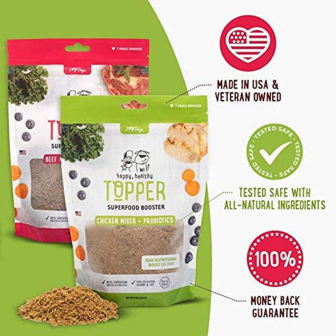 iHeartDogs Dog Food Topper - Freeze-Dried Raw Dog Food Seasoning - Grain Free Superfood Meal Mixer (Chicken, 3 Ounce)