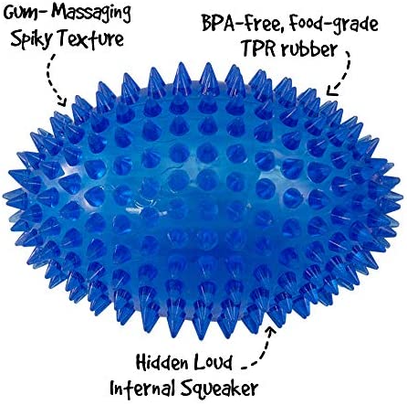 Gnawsome™ 4.5” Spiky Squeaker Football Dog Toy - Large, Cleans Teeth and Promotes Good Dental and Gum Health for Your Pet, Colors Will Vary
