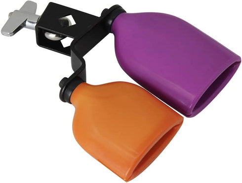 Mowind Bicolor Cowbell for Drum Set High and Low Tones Double Mounted Bell Kit Percussion Instruments Medium Size