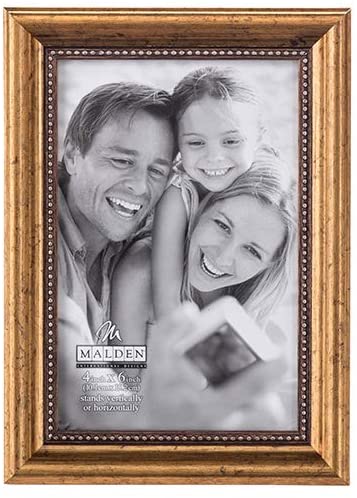 Malden International Designs 2177-46 Classic Wood Picture Frame,4x6, Gold