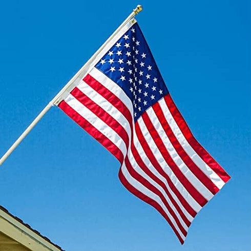 American Flags for Outside 3x5 USA Flag 100% Made In USA Embroidered Stars Heavy Duty US Flag Banner for High Winds Sewn Stripes Oxford Cloth Header with 4 Rows Stitched Edge