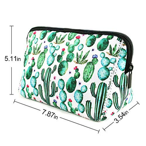 Makeup Bag Cactus cosmetic bag Pouch Waterproof Soft Neoprene Travel bag Zippered Storage Pouch Printing Toiletry bag Pencil Case Organizer