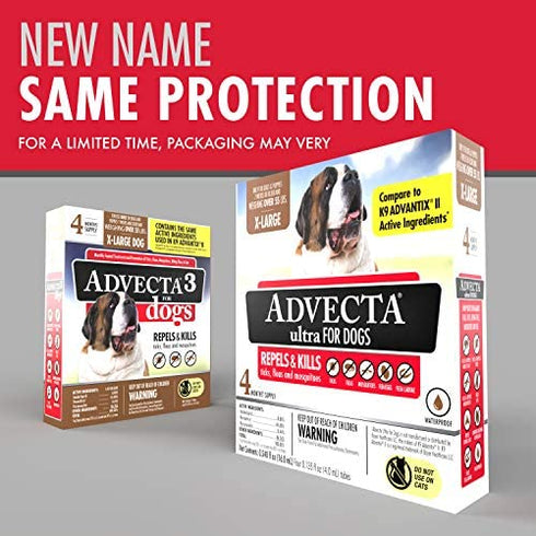 Advecta Ultra Flea And Tick Prevention For Dogs, Dog Flea And Tick Treatment, Waterproof Topical, Fast Acting, X-Large Dogs (Over 55 lbs), 4 Doses