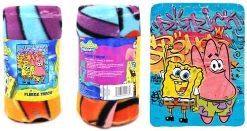 SpongeBob SquarePants Nickelodeon Cool Fleece Throw Blanket - Spongebob and Patrick Star Kids Throw Blanket for Boys & Girls, Soft & Cozy Lightweight Plush Fabric Bed Cover & Decor - Size 45" x 60"