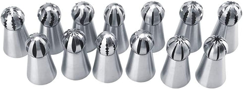 Bakes Flower Nozzles, 13pcs Icing Piping Tips Cupcake Decorating Kit Russian Icing Piping Nozzles Tips Pastry Cake Butter Cream DIY Decor Baking