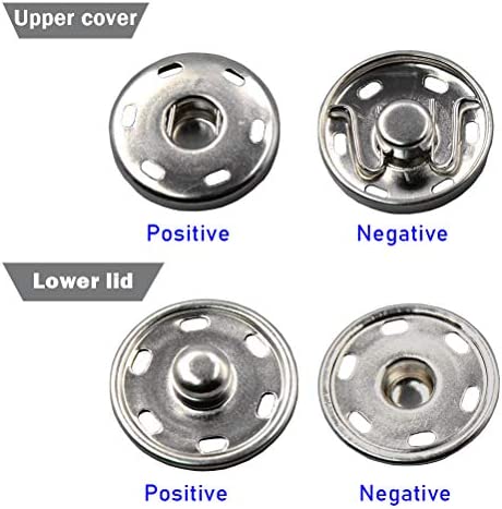 50 Sets Sew-on Snap Buttons, Metal Snaps Fasteners Press Studs Buttons for Sewing Clothing, 3/4" 19mm(Silver)