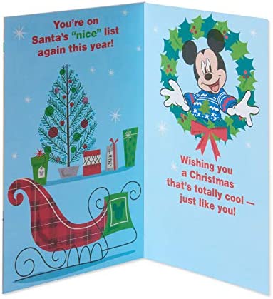 American Greetings Disney Christmas Card for Kids (Mickey Mouse, Santa's Nice List)