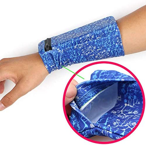 Pocket Wrist Wallet Wrist Cell Phone Holder, Ankle Wallet, Sweat Bands, Armband, Hidden Pouch, Wristlet Wallet for Travel, Running Pouch for Your Running Accessories