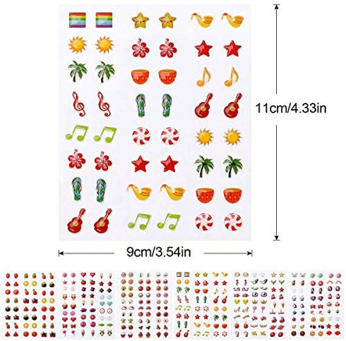 Konsait 318pcs 159Pairs Stick on Earrings 3D Gems Glitter Crystal Sticker Earrings Sticky Self-Adhesive Earrings for Little Girls Toddlers Dress up Pretend Princess Play Jewelry Accessories for Kids
