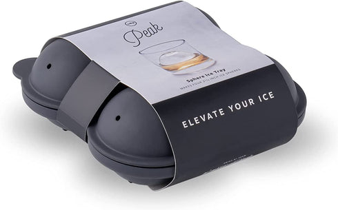 W&P Peak Silicone Sphere Ice Mold w/ Cover | Charcoal | Easy to Remove | Round Cocktail Whiskey Drink Ice Maker | Food Grade Premium Silicone | Dishwasher Safe, BPA Free
